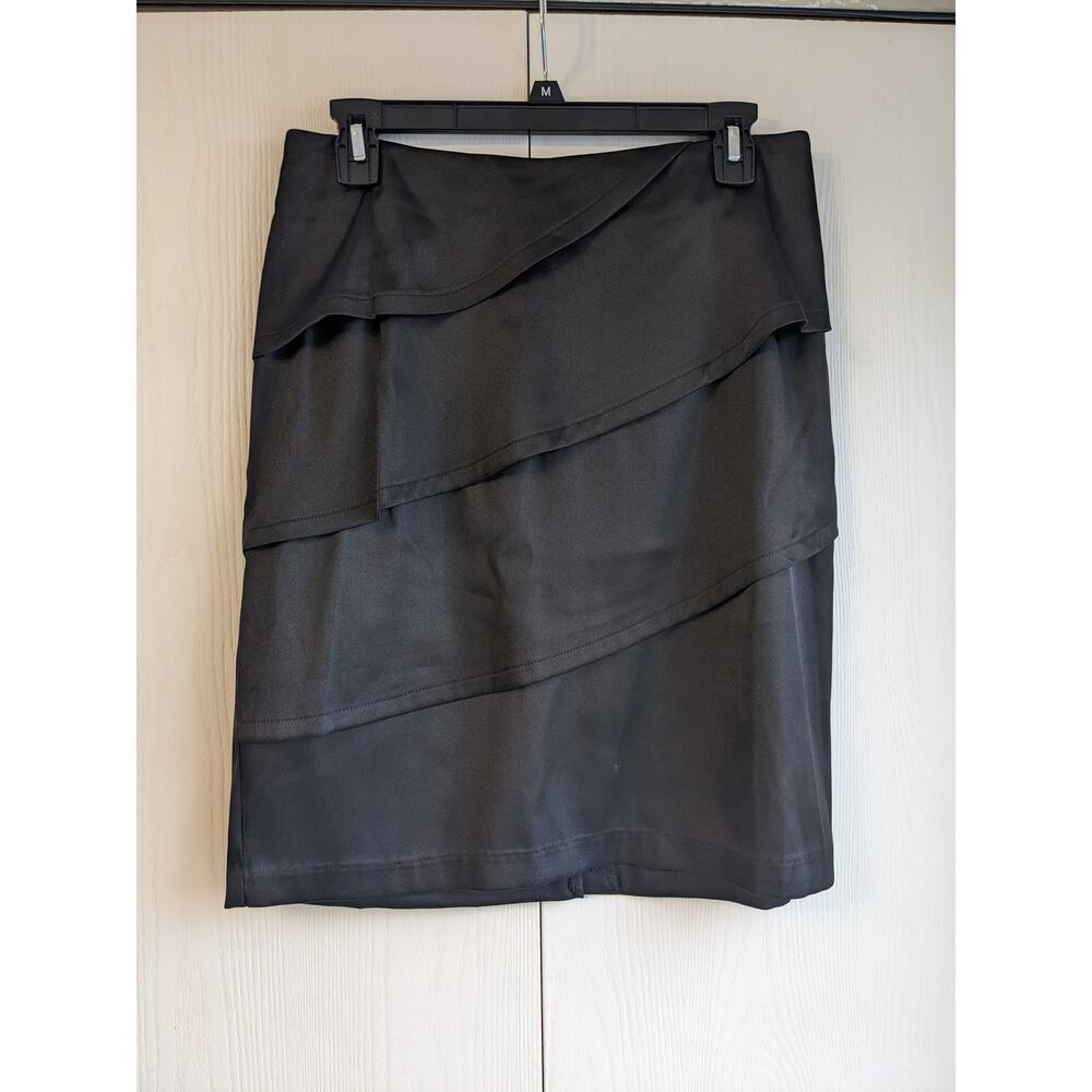 Dressbarn Women's Straight Satin Tiered Layers Polyester Blend Skirt Size 10